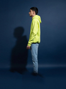 Sweat-shirt à capuche pour homme jaune néon, coupe classique, coton French Terry, décontracté, streetwear, vêtements de mode pour l'automne - Product Image 3