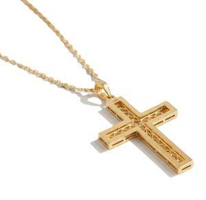 Collier pendentif croix en diamant de laboratoire de luxe, or massif 10K 14K, bijoux fins, pour hommes et femmes, design inspiré de la foi - Product Image 4