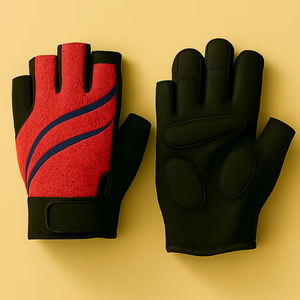 Gants de cyclisme en cuir demi-doigts, antidérapants, respirants, légers, avec sangle de poignet réglable, emballage personnalisé, fabriqués au Pakistan - Product Image 1