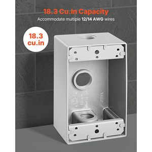Scatola di giunzione elettrica esterna impermeabile 4.5 x 2.8 x 2 pollici per condotti e raccordi da 1/2 e 3/4 di pollice - Product Image 3