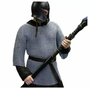 Haubergeon médiéval en maille de chaîne, armure antique en acier, tailles personnalisées, équipement de costume Renaissance - Product Image 4