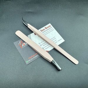 แหนบขนตาปลอม90องศาแบบบางสำหรับบูตทำจากสเตนเลสสตีลสีนู้ดพีชออกแบบโลโก้ได้ตามที่ต้องการ - Product Image 3