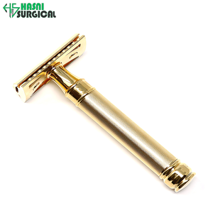 Fournisseur d'instruments de beauté en acier inoxydable, rasoir de sécurité classique à double tranchant pour hommes, couleur or - Product Image 1