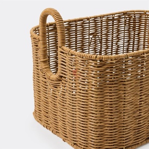 Cesta Rectangular de Mimbre Sintético con Asas, Diseño Moderno con Patrón Ondulado, Organizador Multifuncional para Baño - Product Image 2