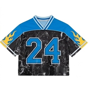 OEM Custom High Quality Polyester <b>Mesh</b> Retro Soccer American Football Jersey Oversized Boxy Shirt Cropped <b>Plus</b> <b>Size</b> Summer - Product Image 1