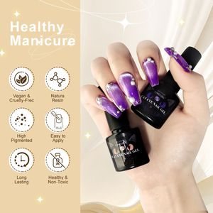 Set di 6 Smalti Gel Magnetici per Unghie con Magnete, Smalto Semipermanente Glitterato UV per Nail Art, Gel per Unghie Soak-Off - Product Image 3