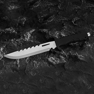 Hunting Knife Stainless Steel Fixed Blade Drop Point Serrated <b>Edge</b> <b>Rubber</b> Handle Black Industrial Grade 1pc - Product Image 5