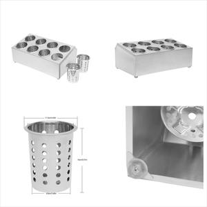 Organizador de Utensilios de Acero Plateado de Alta Resistencia con 8 Secciones, Ideal para Cafeterías, Cantinas y Hostales - Product Image 3