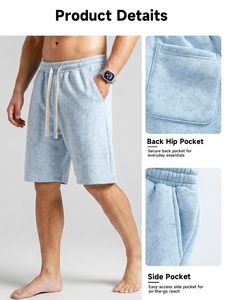 Custom <b>Men</b> Fleece <b>Shorts</b> with Drawstring Waist and Side Pockets Casual <b>Sweat</b> <b>Shorts</b> for Private Label Streetwear Collections - Product Image 5