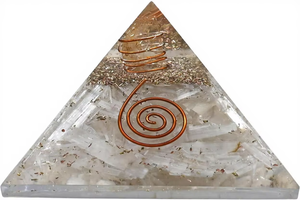 Pyramide en cristal avec bobine de cuivre et incrustations de pierres naturelles pour la décoration de la maison - Product Image 4