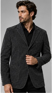 Blazer décontracté et formel pour homme Gravs, 100 % polyester, en velours tricoté, double boutonnage, col en V, coupe-vent, style italien, 140g - Product Image 3
