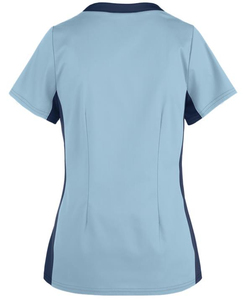 Uniforme Médico Personalizado para Mujer, Blusa de Manga Corta con Cuello en V, Color Verde Grisáceo, Uniforme de Enfermera - Product Image 4