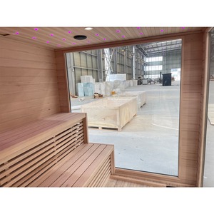 Sauna Tradizionale Personalizzata per 4-6 Persone, Grande, in Ferro e <span class=keywords><strong>Legno</strong></span> Nero con Stufa, per Esterni - Product Image 2