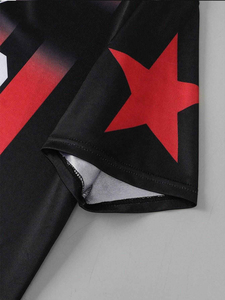 Camiseta Casual de Manga Corta con Cuello en V para Hombre, Personalizable con Estampado Numérico a Rayas, 220 Gramos, Estilo Urbano de Verano con Bloques de Color - Product Image 4