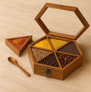 Spices natural wooden Premium Printed Home Wooden Tabletop Spice <b>Box</b> by blossom craft india - Product Image 3