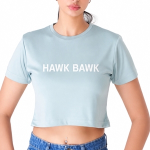 เสื้อครอปท็อปพิมพ์ลายสำหรับผู้หญิง คอกลม แขนสั้น สไตล์ลำลอง สำหรับฤดูร้อน รับผลิตแบบ OEM พร้อมออกแบบลายพิมพ์ตามสั่ง - Product Image 1