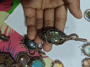 Handmade Copper Wire Wrapped Amazonite Pendant Necklace with Star Design Boho Jewelry Wholesale - Product Image 3