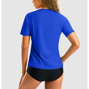 High Quality Unisex Yellow Short Sleeve Rash Guard Quick Dry Polyester <b>Swim</b> <b>Shirt</b> Color Blocked Athletic Wear UPF50+ - Product Image 2