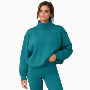 <b>Women</b> Mockneck Sweatshirt Vintage Washed Oversized Street Style Pullover <b>for</b> <b>Women</b> Custom Embroidery - Product Image 1