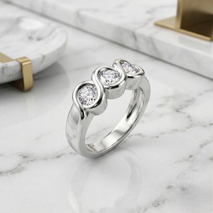 0.70CTW Three Stone Round Solitaire Bezel set <b>Diamond</b> <b>Ring</b> - Product Image 2