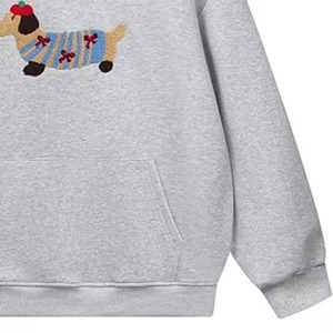 Sudadera con Capucha Casual para Hombre, Otoño, Ecológica, de Forro Polar, 100% Algodón, Estampado Digital, Bordado de Perro de Dibujos Animados, Holgada - Product Image 3