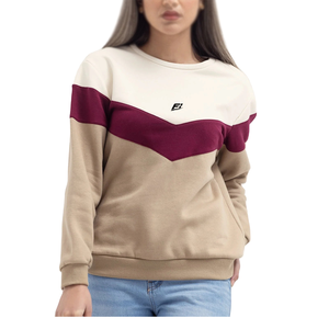 Sudadera de cuello redondo con bloques de color para mujer, jersey de manga larga, top informal estilo streetwear, fabricante mayorista de ropa personalizada - Product Image 2