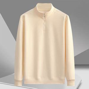 Veste homme demi-zip en coton 320g, nouvelle tendance, couleur unie, prix usine Chine, personnalisable, Bangladesh. - Product Image 4