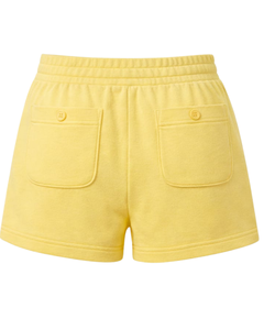 Custom Yellow Women Sweat Shorts Cotton Fleece Elastic Waist <b>Drawstring</b> Gym Casual Summer Shorts OEM Manufacturer Supplier - Product Image 2