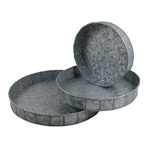 Bandeja de servicio gris de metal completamente redondeada, decoración de acabado galvanizado para el hogar, Hotel, restaurante, diseño de mesa hecho de hierro - Product Image 2