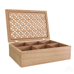 6 Compartment Wooden <b>Tea</b> <b>Box</b> Organizer Custom Logo Eco-Friendly Laser Cut Wood <b>Tea</b> Bag Storage <b>Box</b> For Hotel Kitchen Countertop - Product Image 1