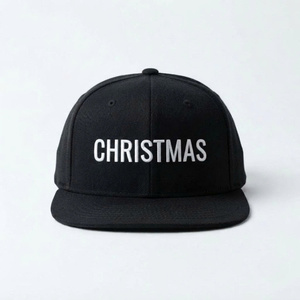 Gorra Snapback Negra de 6 Paneles, Estructurada, con Visera Plana, de Tela de Algodón, para Navidad, Festivales, con Logotipo Bordado Personalizado, Unisex - Product Image 1