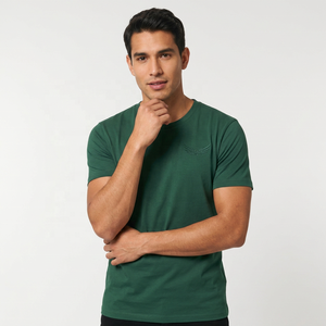 <b>Green</b> Men's Short Sleeve <b>T</b>-<b>Shirt</b> Embossed Logo O-Neck Regular Fit Casual Jersey 100% Cotton - Product Image 2