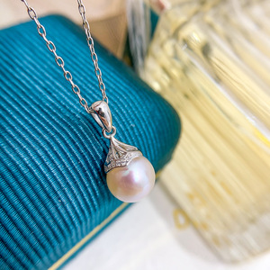 DIY Pearl Accessories 30509 S925 <b>Silver</b> Pendant Stand Fashion Jade Necklace with 8-10mm Round <b>Beads</b> Jewelry Findings Components - Product Image 3