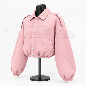 Chaqueta Bomber Corta para Mujer al por Mayor, Color Rosa, Chaqueta Casual de Moda, Ropa de Calle Personalizada - Product Image 3