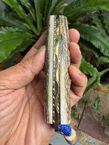 Navaja Plegable Multiusos con Hoja de Acero de 20.8cm, Punta de Gota, Perilla de Pulgar, Mango de Madera, Diseño Artístico, 0.5mm, 6.7in de Longitud Total, Afilada - Product Image 4