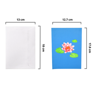 Vente en gros de cartes 3D pop-up avec motif de lys et libellule, avec enveloppe, cartes de vœux florales 3D élégantes faites à la main pour toutes les occasions - Product Image 2