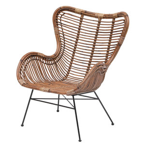 Cemlyn Hotel <b>Armchair</b> Durable Metal and Natural Rattan <b>Comfortable</b> Seating Option - Product Image 1