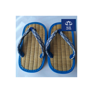 Sandales d'intérieur plates en lin bleu de haute qualité, douces et légères, avec doublure en peluche, pour la maison et l'hôtel - Product Image 5