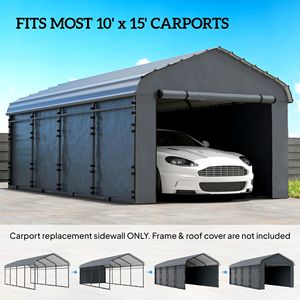 Pannello Laterale di Ricambio UPF50+ Impermeabile Grigio Scuro per Tettoie 10FT X 15FT, Ricambio per Carport - Product Image 4