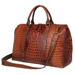 Leather <b>Duffel</b> <b>Bag</b> with Zipper Closure and Adjustable Straps for Travel Weekender Use - Product Image 5