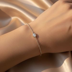 0.70CTW Oval Cut Lab Grown Diamond Station <b>Bracelet</b> for Women in 9K Gold Plated Luxury IGI Certified - Product Image 1