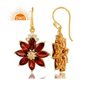 Boucles d'oreille pendantes en topaze naturelle, argent 925, grenat et blanc, pierres précieuses, jolies fleurs, vente en gros, tendance - Product Image 3