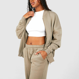 Women 2 Piece Knitted Tracksuit <b>Set</b> Solid Color Regular Fit Casual Long Sleeve <b>Blazer</b> Top Pants Full Length Breathable 100% - Product Image 6
