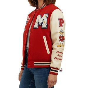 MRI Made Vintage Varsity <b>Jacket</b> <b>Men</b> Red Cream Sleeve Embroidered M <b>Letter</b> Patch Design Baseball Style Turn-down Collar <b>Jackets</b> - Product Image 5