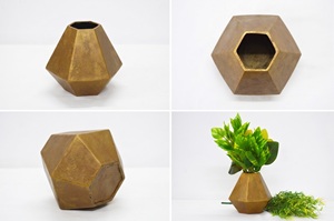 Fancy <b>Mini</b> Diamond Shape Bronze Color Hot Selling Powder Coated Antique Color Flower <b>Vase</b> Luxuries Style <b>Vase</b> for Luxuries Home - Product Image 6