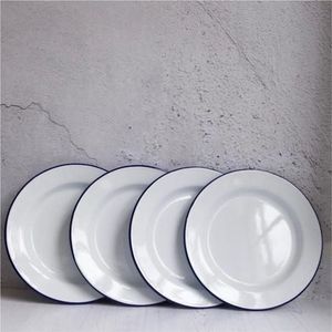 Plato de Presentación de Lujo Esmaltado, Plato de Cena de Metal Vintage, Bandeja de Servicio de Esmalte Blanco para Bodas, Fiestas, Hogar y Decoración de Hoteles - Product Image 4