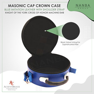 Estuche Premium para Gorra de los Caballeros Masónicos de York con Cruz de Honor - Bolsa de Transporte Azul Suave con Cierre de Cremallera, Ligera - Product Image 3