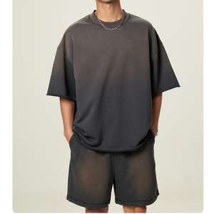 Camisetas de Alta Calidad de 350 Gsm, Estilo Desgastado, Holgadas, con Hombros Caídos, Lisas, para Personalizar con Logotipo, Camisetas para Hombre - Product Image 4