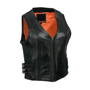 Nuevo Chaleco de Cuero para Mujer, Estilo Motero, de Alta Calidad, con Detalles Metálicos, Chaleco de Motociclista - Product Image 1