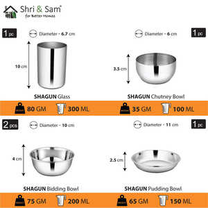 Juego de cena de acero inoxidable de 21 piezas (1 persona) Juegos de vajilla Premium Shagun - Product Image 5